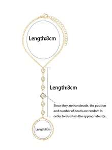 1pc Gold Hand Chain Bracelets For Women 14k Gold Plated Cubic Zirconia Link Chain Bracelet Set, Ring Bracelet Hand Chain Jewelry For Her,Birthday Gifts, Fashion Jewelry Gifts