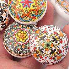 6/12pcs Bohemian Style Round Ceramic Drawer Pulls, With Screws, Colorful Hand-Painted Floral And Geometric Patterns, Suitable For Modern And Vintage Cabinets, Kitchen Cabinet Handles - Random Color - View 10
