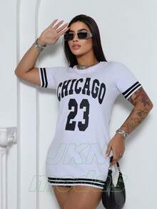 Women's T-Shirt Dress 23 100% Cotton Short Sleeve Women's T-Shirt Foreign Fashion - trắng - Xem 2