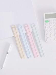1pc/4pcs Of High-Quality Metal Aluminum Ruler - 15/20/30 Cm Available, Office Measuring Drawing Stationery, Student Supplies Ruler - Pink - View 1