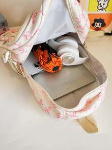 3pcs/Set Cute Strawberry Print Travel Backpack, Large Capacity, Suitable For School, Graduation Ceremony And Various Occasions. New Teenage Backpack, Corduroy Material, Strawberry Print, Suitable For Primary, Middle And High School Students.