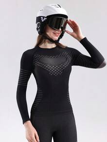 LUMA 女士无缝滑雪上衣，背部采用巧妙透气设计。无与伦比的透气性和舒适度，是单板滑雪的理想之选。您的冬季运动最佳伴侣。 - 黑色 - 查看 6