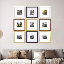 1/3 set de cadres photo givrés de 20x20cm/25x25cm/30x30cm, cadre mural de galerie, décoration murale de collage carré, blanc, cadres photo multicolores en bois et noir pour la décoration de la maison