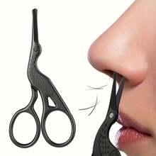 Stainless Steel Embossed Nose Hair Beard Scissors Russian Style Scissors Pointed Round Scissors Eyebrow Trimming Makeup Large Curved Scissors - Silver - View 1