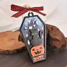 1pc/2pcs Halloween Black Cat Pumpkin 3D Laser Engraved Wooden&Acrylic Gift, Happy Halloween Gift, Not Scary Halloween Decoration, Bedroom Decor Room Decor Party Decor Living Room Christmas Tree Decor - Multicolor - View 9