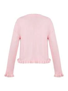 ii Cardigan lavorato a maglia con maniche a giro e decorazioni floreali per donna - Rosa - Visualizzare 5