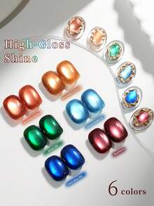 XEIJAYI Cat Eye Nail Polish Set 6 Colors 15ml Reflective Cat's Eye Magnetic Nail Gel Soaking UV LED Gel Salon Female Nail Art Tools Fashion Holographic Nail Art - 彩色 - 查看 5