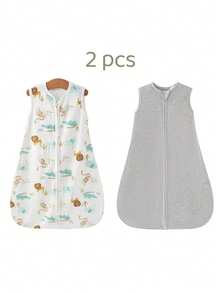 2pcs Sleeveless Sleep Sack With Rounded Bottom Light And Comfortable 2-Way Zipper Toddler U-Shaped Sleeping Bag, Sleep Sack Wearable Blanket Baby