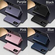 Hadaasi 1个多色奢华翻盖智能窗框设计手机壳,兼容三星Galaxy A55 A56 A16 S24 S25 S23 Ultra S25 Ultra/S25 Plus/S25/S25 Edge/S25 FE Z Fold 7/Z Fold 6/Z Fold 5/Z Fold 4/Z Fold 3,带卡槽,可插入卡片、下载应用、无需翻盖即可接听电话,全方位保护,防震。 - 彩色 - 查看 5