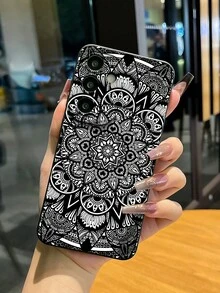 1pc Retro Totem Black Phone Case Compatible With IPhone 16, 16 Plus, 15, 14, 13, 12, 11, XS, XR, X, 7, 8 Plus, Pro Max, Mini, 13 Pro Max, 16 Pro Max And Galaxy A35, S25 Ultra, A06, A16, S24 FE, S20, S22 Plus, S25 Ultra, S25, S22, S21, A33 5G, A12, A15, A23, A52 5G, Unisex Gift, Dark