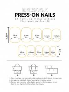 24 片浅蓝色方形短款经典法式全覆盖按压式假指甲，适合派对、约会和日常佩戴美甲用品 - 藍色 - 查看 4
