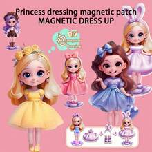 One Set Of Magnetic Quiet Book Girl Princess Dress Up Refrigerator Stickers Funny Dress Up Sticker Cartoon Pictures 3D Three-Dimensional Interesting Gift