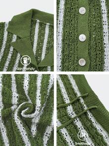 Fall Women Clothes,Holiday Casual Contrast Striped Knit Top And Shorts Set,Back To School Clothes,Country Concert Outfit,Halloween Clothes,Going Out Tops Women,Western Wear Women. - Multicolor - View 4