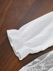 Baby Girl 2-Piece Flower Embroidered Mesh Bow Long Sleeve Skirt Dress&3D Flower Headscarf Laundry Dress Princess Style Elegant Clothing