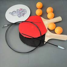 1 Set Table Tennis Racket Speed Training Kit, Indoor Ping Pong Agility Trainer, Home Practice Elastic Self-Training Soft Shaft Single/Double Player Training Device