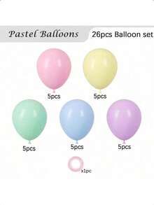 51/26 pezzi Palloncini in lattice da 10 pollici a forma di macaron, rosa, adatti per laurea, Pasqua, matrimonio, compleanno, festa di nascità, festa arcobaleno, anniversario e decorazioni natalizie - Multicolore - Visualizzare 3