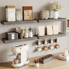 Superlele 4/6/8pcs 15.8 Inch Floating Shelves For Wall, Wall Mounted Rustic Wood Shelves For Bathroom, Living Room, Bedroom And Kitchen, Wall Shelves For Storage,Books,Room DecorRoom Decor