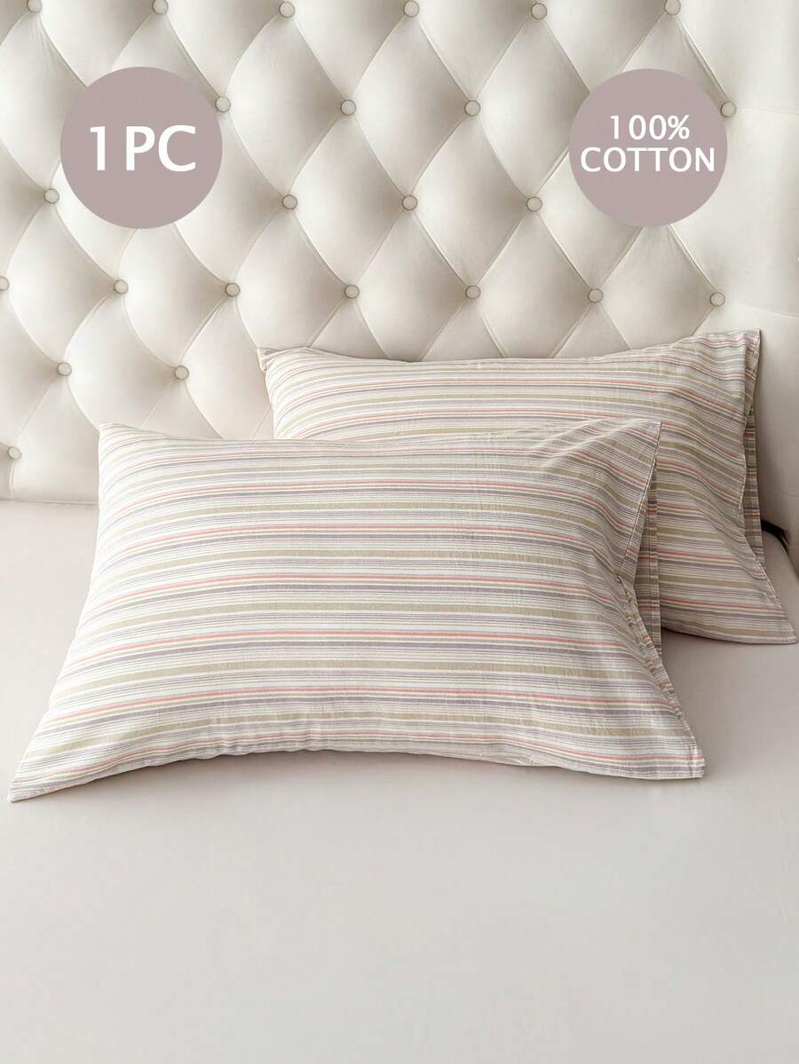 1 chiếc vỏ gối 100% cotton, vỏ gối dệt nhuộm sợi, chất liệu cotton đã qua xử lý, kiểu dáng phong bì, phù hợp cho nam, nữ, ký túc xá, phòng ngủ, học sinh, trang trí ký túc xá, trang trí phòng ngủ, họa tiết kẻ sọc đơn giản. - Nhiều màu - Xem 1