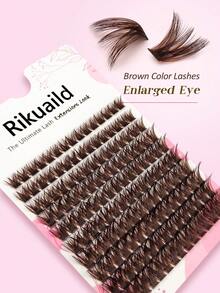 Rikuaild 120D 150pcs D-Curl Sparse Brown Cluster False Eyelashes, Thick & Fluffy Brown Lash Clusters, Single Strand Lash Extensions, Soft & Natural Brown Makeup, Single Soft Lashes, DIY Lash Extensions, Daily Makeup, Lash Clusters, Single False Lashes, False Eyelashes - D - 查看 2