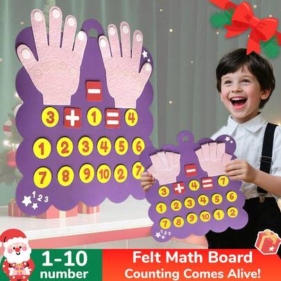 لوحة أرقام من الشعر الاصطناعي للأطفال الصغار، عدادات للأطفال في مرحلة ما قبل المدرسة، ألعاب رياضية تفاعلية، لعبة تعليمية للعد والحساب، لوحة أرقام رياضية ملونة من الشعر الاصطناعي مع حلقة معلقة - لعبة تفاعلية للعد والحساب