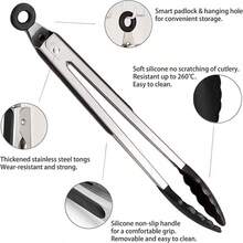 Silikonowe szczypce kuchenne do grilla 7/9/12 cali, ze stali nierdzewnej, blokowane szczypce kuchenne z silikonowymi końcówkami, antypoślizgowe szczypce do żywności do gotowania