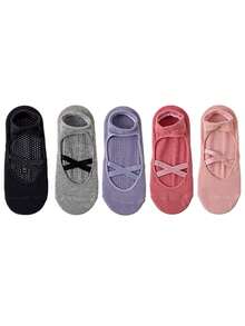 1/2/3/4/5/6 Pairs Women's Pilates Yoga Socks, Professional Non-Slip Suitable For Dance, Yoga, Workout, Fitness, Floor Exercise, Fall - Multicolor - View 5