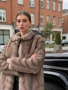 Fashionable Faux Fur Jacket, Versatile Fluffy Women's Winter Coat