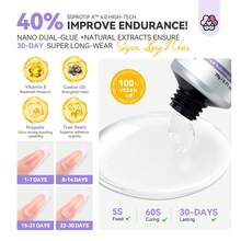 Saviland Solid Nail Glue For Artificial Nails: Extra Strong Nail Glue For Press On Nails, Nail Glue Gel UV Cured Gel Nails Tips, Solid Nail Glue Nail Extension For Nails For Nail Salon - 無色 - 查看 3