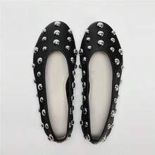 Zapatos planos con lentejuelas de alta gama y cómodos para mujer ADAMUMU, lindos para uso diario, otoño/invierno y vacaciones, Bailarinas de mujer - Negro - Ver 5