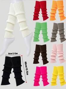 1 Pair Of Winter Warm Foot Covers For Women - Soft And Warm Sock Leg Covers, Thickened To Keep Warm Without Feeling Cold, Pastel And Neutral Color Series (White/Black/Burgundy/Orange/Pink/Green/Gray/Coffee/Pink/Rose Red/Yellow) - Suitable For Daily Use And Special Occasions In Cold Weather - Made Of Polyester Fiber - Easy To Hand Wash And Care For - Women's Warm Accessories - Multicolor - View 2