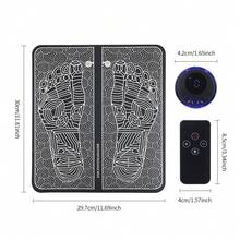 EMS Foot Massager Pad With 2 Pairs Of Electrode Patches, Foldable Electric Foot Massage Mat, Microcurrent Foot Massager, Muscle Stimulation Massager Timing Function, With Remote Control.Father Day Gift Fathers Day Gift - Black - View 8