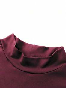 Women's Elegant Stand Collar Floor-Length Dress | Mermaid Hem Bell Sleeves Slim-Fit Casual Outfit | Suitable For Commute, Date, Gathering, Banquet, - Burgundy - View 7