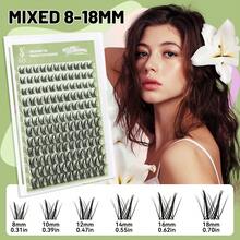 Lash Clusters Kit  Wispy Natural 8-18mm  Eyelashes Cluster Extension Kit  C Curl Spiky Lashes Individual  DIY False Lash Extension Kit With Lash Bond And Seal, Lash Remover Tweezer Thin Invisible Lash Band - 黑色 - 查看 3