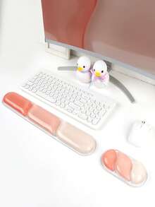 凝胶键盘腕托套装，透明键盘和鼠标腕托，符合人体工程学的键盘和鼠标腕托，用于打字以缓解疼痛，适用于办公室、游戏、计算机和笔记本电脑 - 彩色 - 查看 15