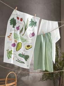 Set Of 3 Towels – 100% Cotton – 50x70 Cm – Highly Absorbent, Soft & Durable – Suitable For Hands, Face, And Kitchen – MADE IN TURKEY - Green - View 1