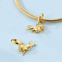 925 Sterling Silver Gold Plated Lion Pendant, Fits Original Bracelet & Necklace, Exquisite Jewelry Gift (Zodiac: Leo/Leadership) - Gold - View 2