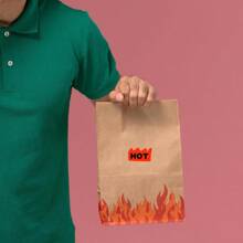 New 500pcs Rave Hot Stickers 2 X 1-1/5 Inch Fluorescent Red Hot Flame Fire Shape Labels Marking Popular Items For Restauresent Supermarkets Stores Shops Fluorescent Red