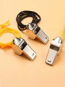 ‌5pcs Stainless Steel Whistle With Lanyard, Loud Emergency Whistles With Black/Yellow, High-Pitched Whistles For Coaches, Hikers & Pet Training ,Referee Survival Whistle For Sports ,Emergency &Outdoor Survival - Black and White - View 7