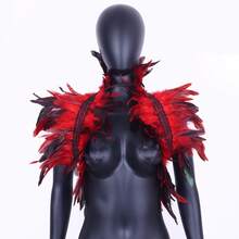 Women's Artificial Feather Shrug Shawl Wrap Lace Collar Halloween Costume Scarf Feather Bow Cape - Multicolor - View 2