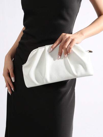 Retro Vintage Lychee Grain Solid Color Zippering Clutch Wallet, All-Match Large Capacity Carry On Purse, Stylish PU Bag For Women, And For Wedding, Party, Prom, Dinner