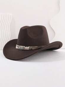1 Unisex Western Cowboy Hat Imitation Wool Solid Color Cowboy Hat, American Soft Tweed Outdoor Wide-Brimmed Cowboy Hat, Suitable For Festival Parties And Outings.