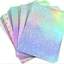 20张A4尺寸全息贴纸，透明乙烯基自粘防水彩虹全息覆膜，4种混合款式 - 不可打印 - 透明 - 查看 9