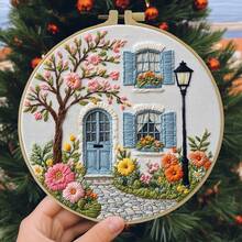 1 Piece Embroidery Set, 15x15cm/5.9x5.9 Inches, 20x20cm/7.9x7.9 Inches, Handmade DIY Embroidery Set, Landscape, Scenery Outside The Window, Natural Landscape Pattern, Suitable For Adult Beginners, Including Embroidery Cloth, Instruction Manual, Embroidery Frame And Needlework, Gifts From Friends And Family, Furniture, Office Handmade Artwork.