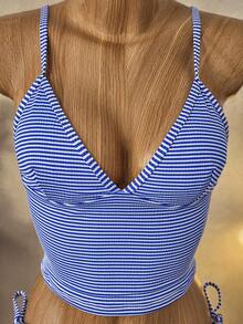 Bellisia Tankini listrado feminino para férias na praia no verão