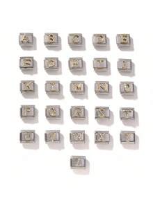 1 件 26 个字母模块化手链焊接 DIY 珠宝配件 - 金色鑲鑽-金底 - 查看 3