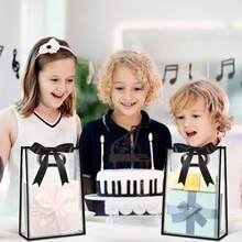 12 pezzi Sacchetti regalo in plastica trasparente con manici fustellati, riutilizzabili, in PP con fiori, con nastro per matrimoni autunnali, nozze, compleanni, festa di nascità, feste, piccole imprese, 7x10x3,15 pollici