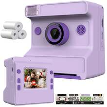 Kids Camera Instant Print, 1080P HD Lens Selfie,Toddler Digital Camera With 3 Rolls Paper & 32GB Card, Children Christmas Birthday Gifts Toys For Age 3 4 5 6 7 8 9 10 11 12 Years Old Girls Boys