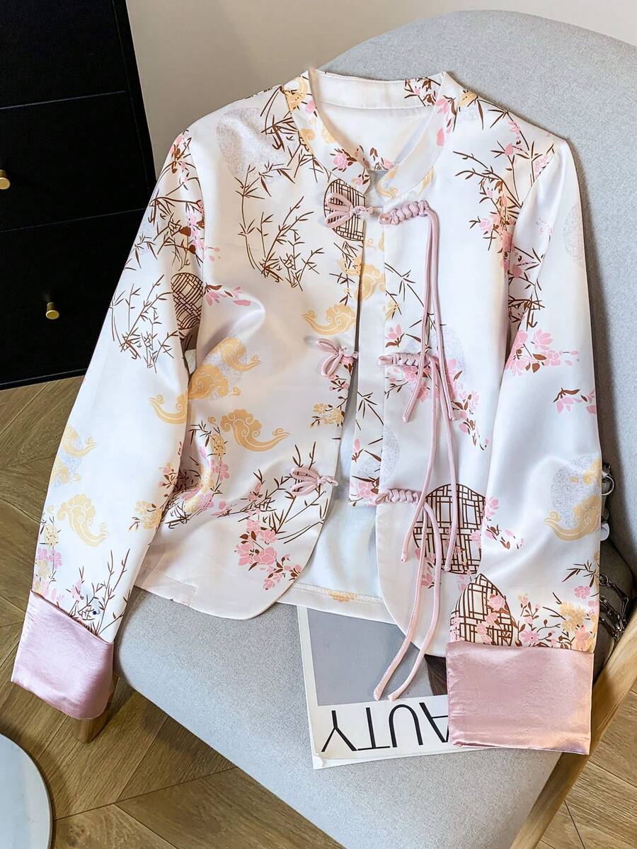New Chinese Style Cropped Jacket Women Frog Button Tang Suit Inspired Short Blazer Spring Autumn Lightweight Cultural Chic Daily Office Outfit
