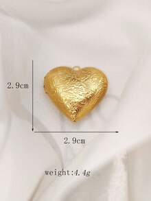 1/5 件波西米亚风格不锈钢心形吊坠，复古浮雕花卉图案，DIY 创意项链吊坠配件 - 相盒 - 查看 30