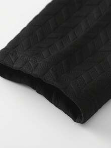 男士长袖针织 Polo 衫，半拉链，休闲修身套头衫，适合秋冬 - 黑色 - 查看 11